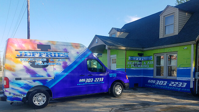 Jeffries Heating & Air + Plumbing service van