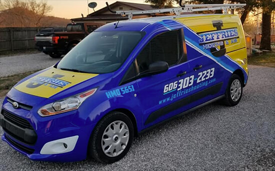 Jeffries Heating, Air + Plumbing & Electrical service van